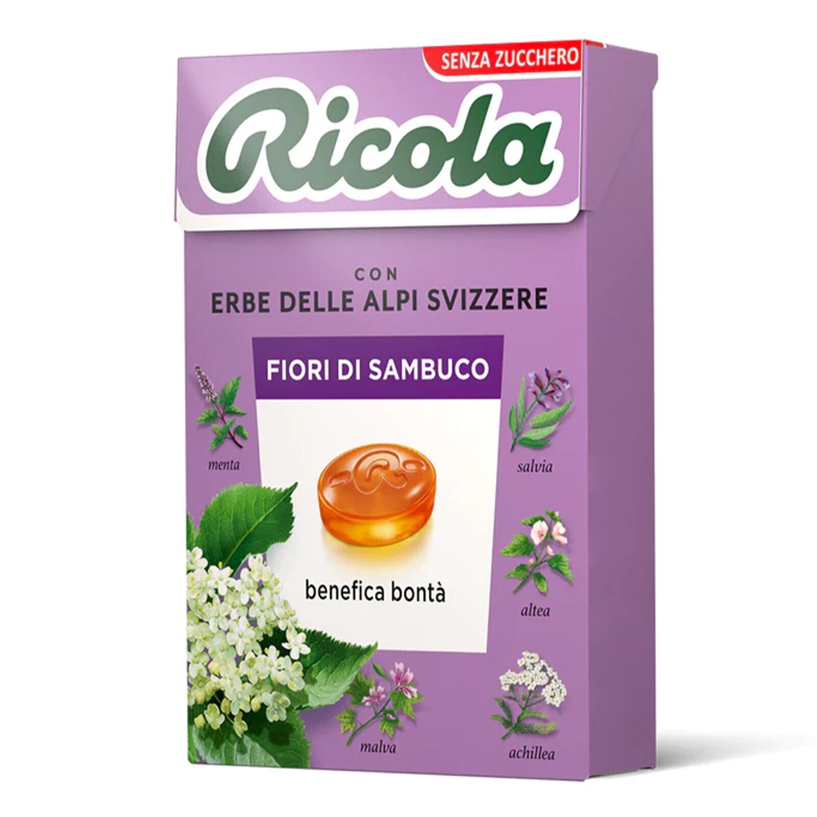Ricola Fiori di Sambuco 1 Astuccio da 50 gr Caramelle Balsamiche Senza Zucchero