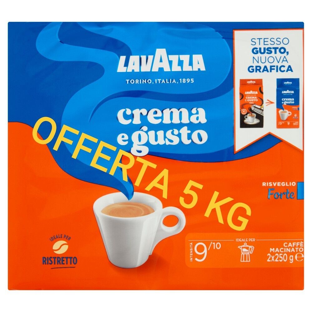 LAVAZZA CAFFE 5-KG CREMA & GUSTO FORTE 10 CONFEZIONI DA GR.500 OFFERTA 007012