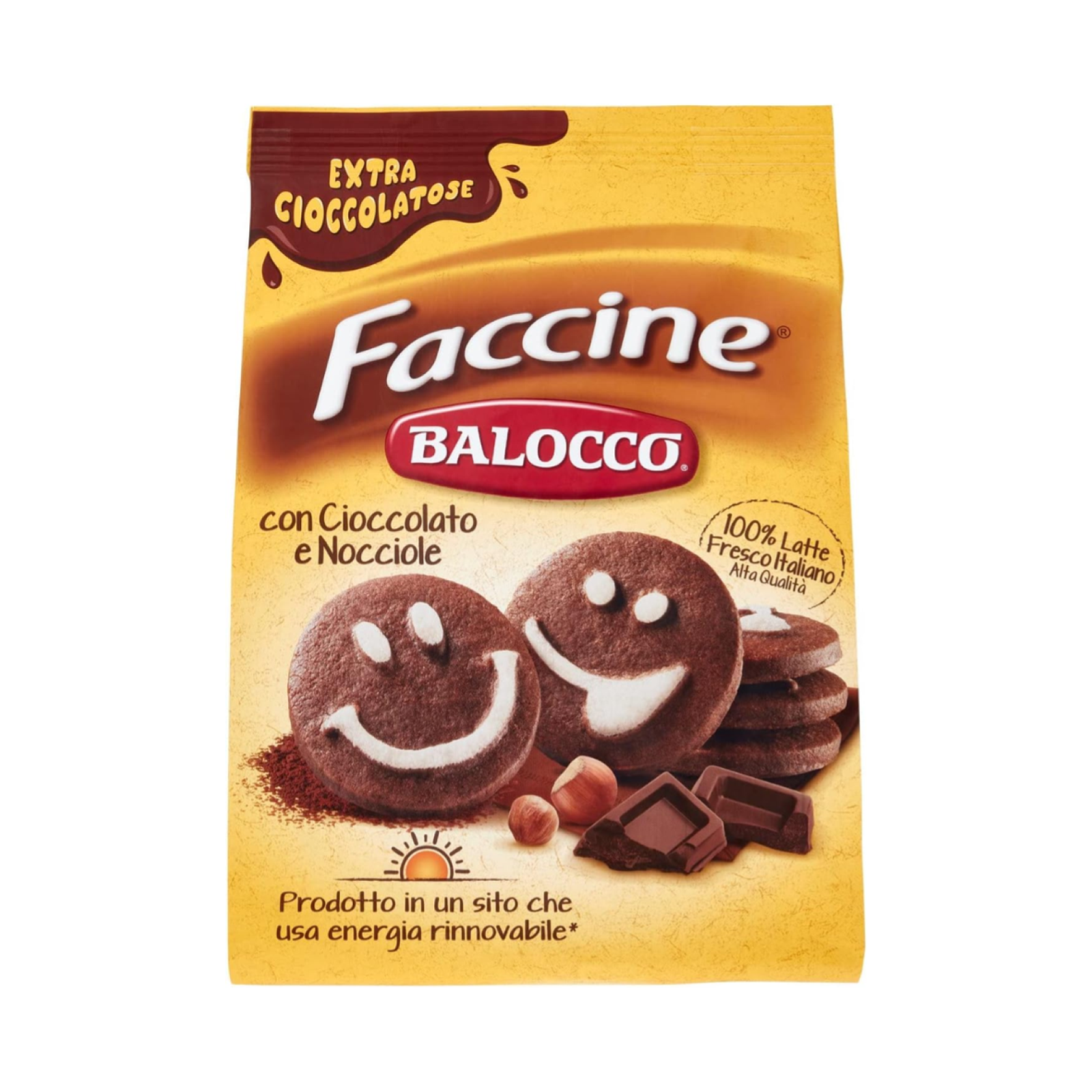 Biscotti Balocco Faccine Con Cioccolato e Nocciole 700 g Con Latte Fresco