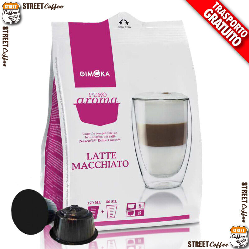 64 Cialde Capsule Caffe Latte Macchiato Gimoka Compatible Nescafè Dolce Gusto ®