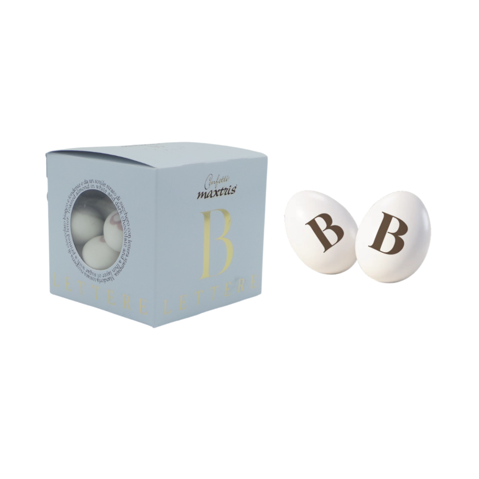 Confetti Maxtris Lettera B Ciocomandorla Colore Bianco 200 g Cioccolato Mandorla