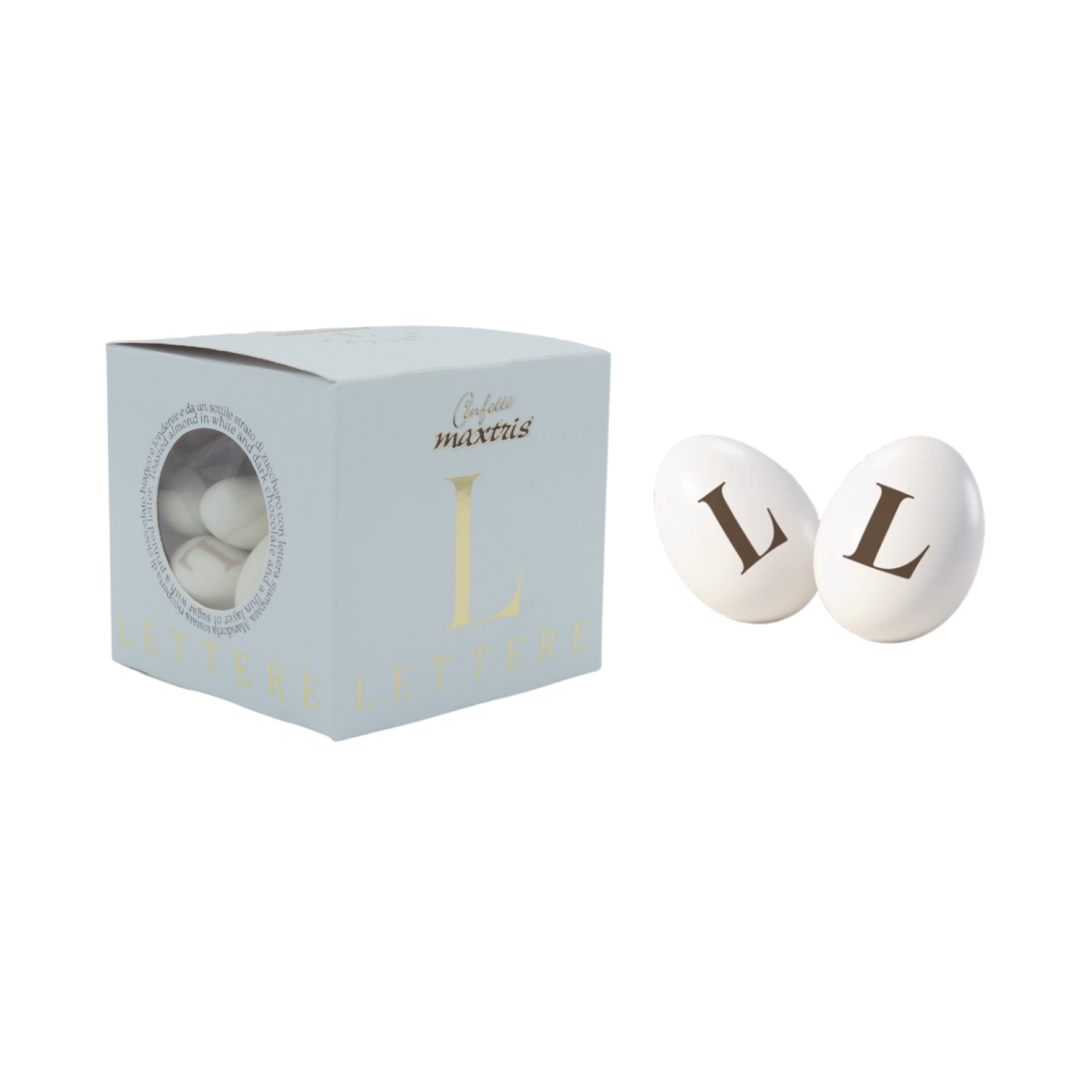 Confetti Maxtris Lettera L Ciocomandorla Colore Bianco 200 g Cioccolato Mandorla