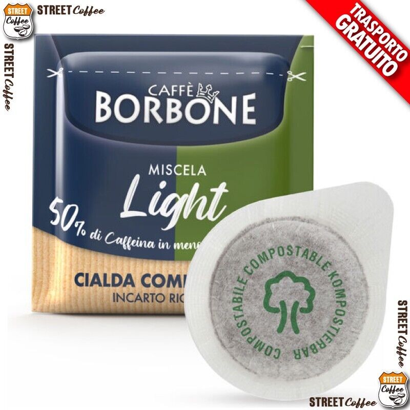 400 Cialde ESE 44 Caffè Borbone Light miscela 50% Blu 50% Dek Decaffeinato *