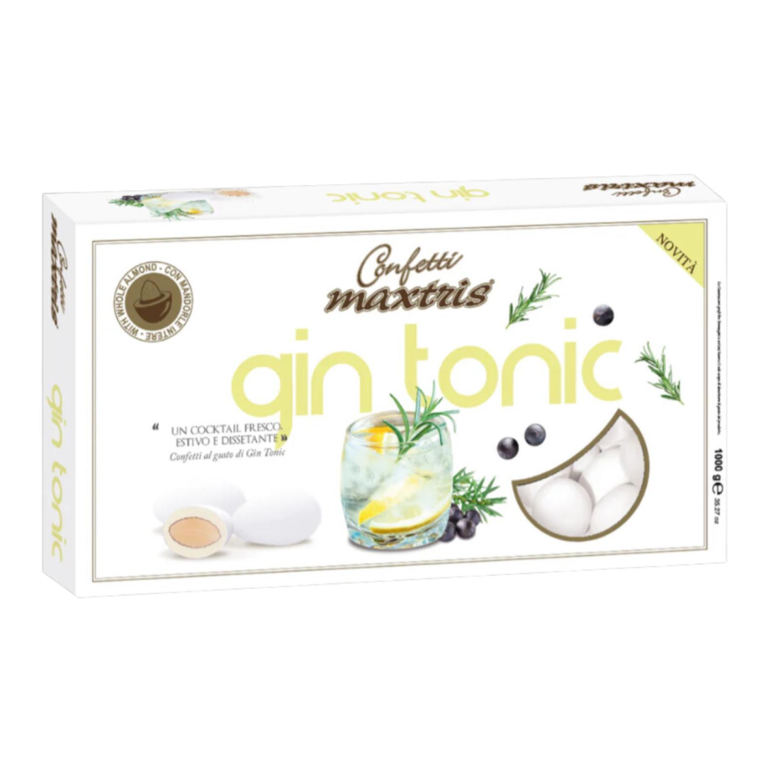 Confetti Maxtris Con Mandorla  Gin Tonic  Colore Bianco - 1 Kg Cioccolato Bianco