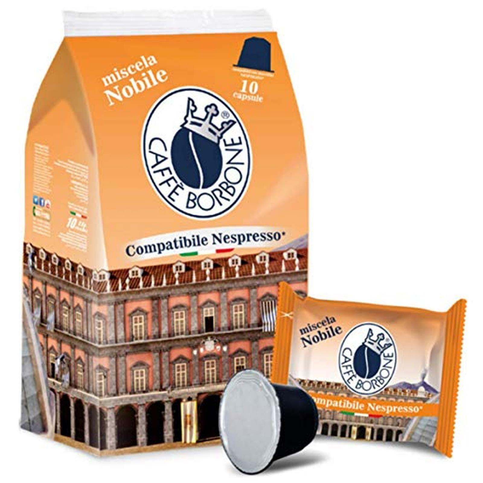 10 CAPSULE CAFFE' BORBONE COMPATIBILI NESPRESSO MISCELA BLU NOBILE ESPRESSO