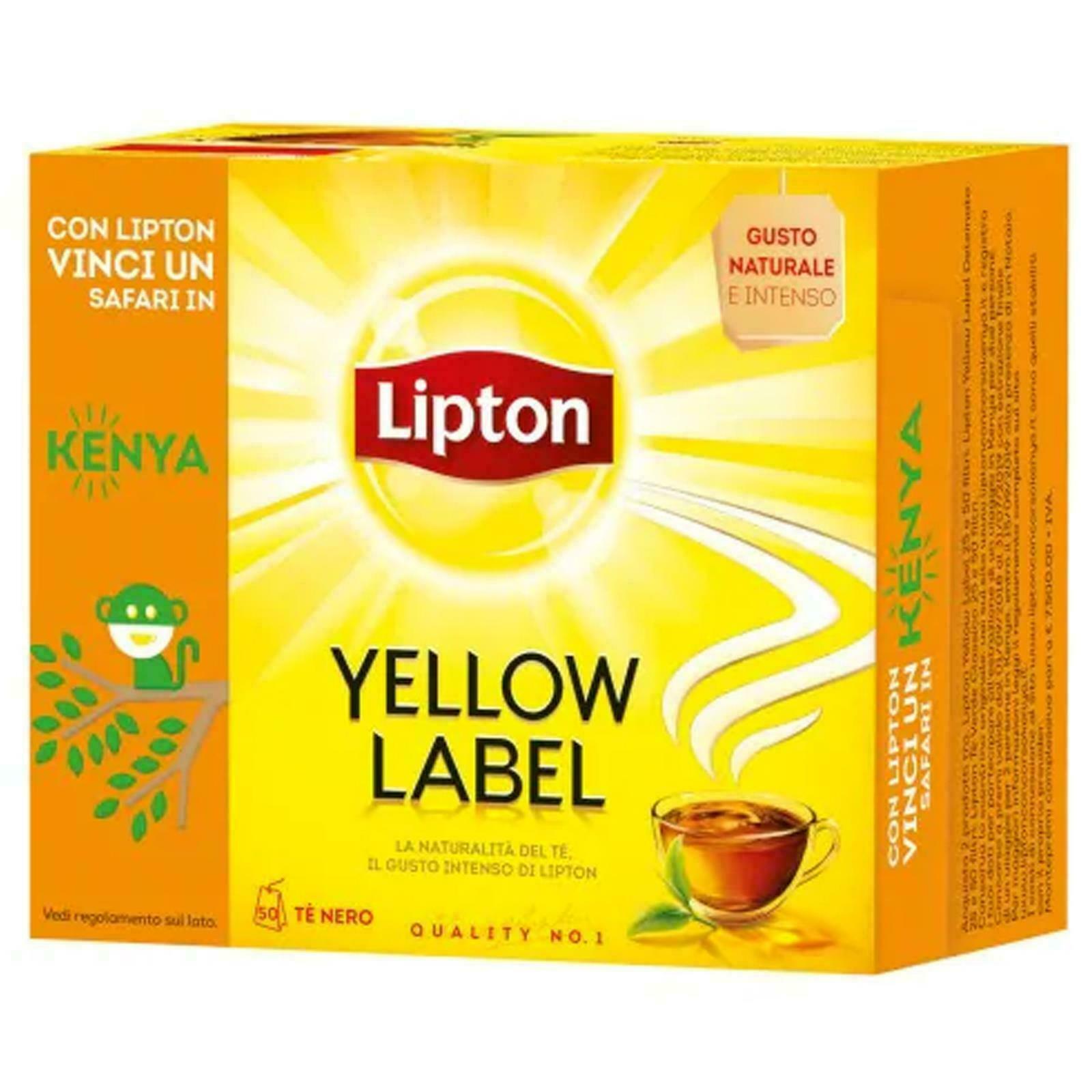 TE LIPTON YELLOW LABEL THE TEA NERO 50 FILTRI BUSTINE INFUSO TISANA DI QUALITA'