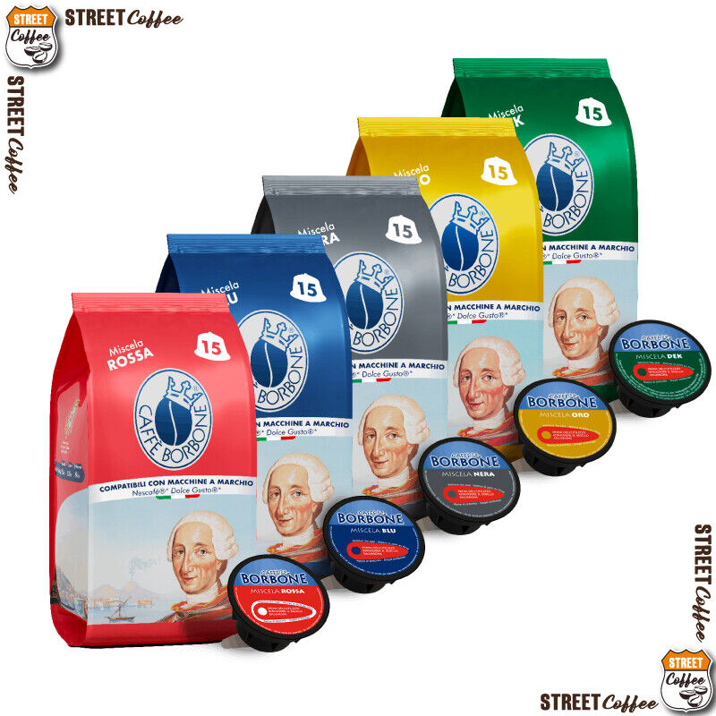 Mix Kit Assaggio 90 capsule compatibili Dolce Gusto caffè Borbone Nera Blu Oro