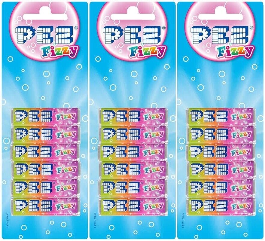 3x PEZ Ricariche 6 Pz Confezione Frizzanti Gusto Dolci Per Dispenser (18