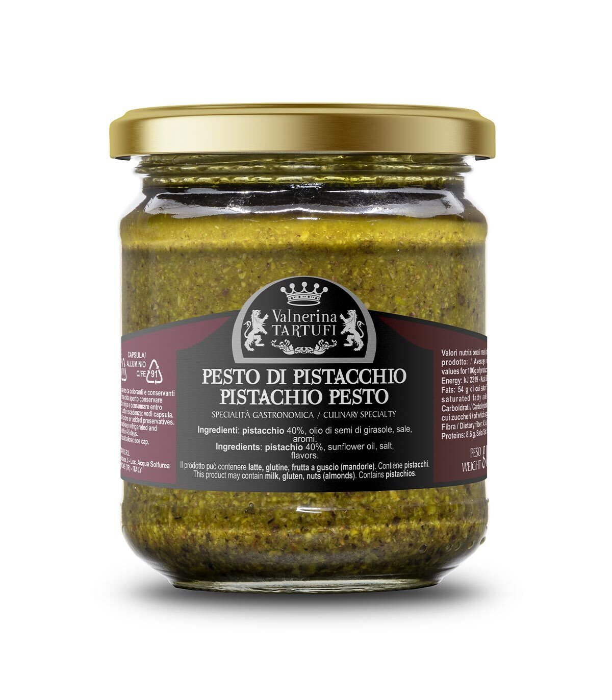 Pesto al Pistacchio | Salsa per Bruschette e Pasta | Vasetto 180 gr.
