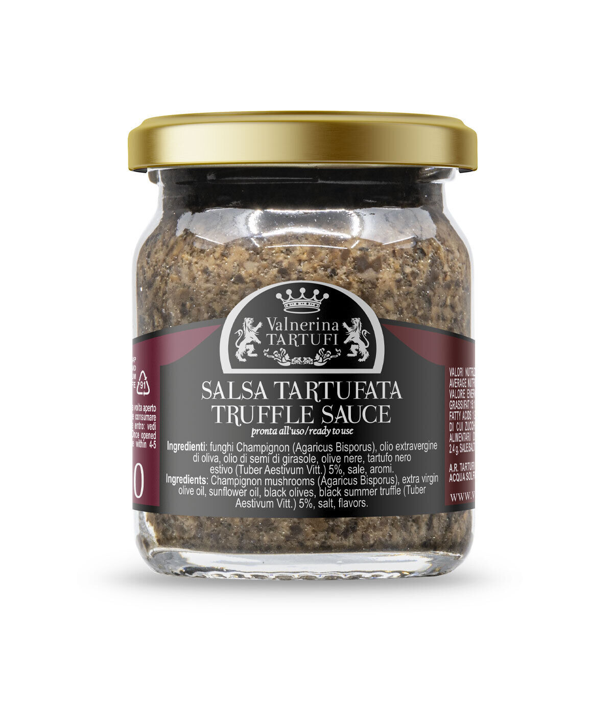 Salsa Tartufata Funghi Champignon, 5% Tartufo Nero Estivo - Vasetto 50g