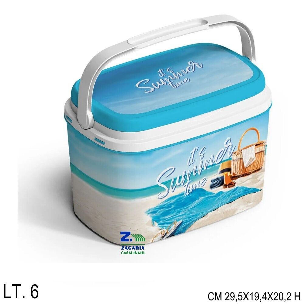 FRIGO FRIGORIFERO TERMICO RIGIDO PASSIVO LT. 6 DECORO BEACH PLASTICA ANTIGRAFFIO