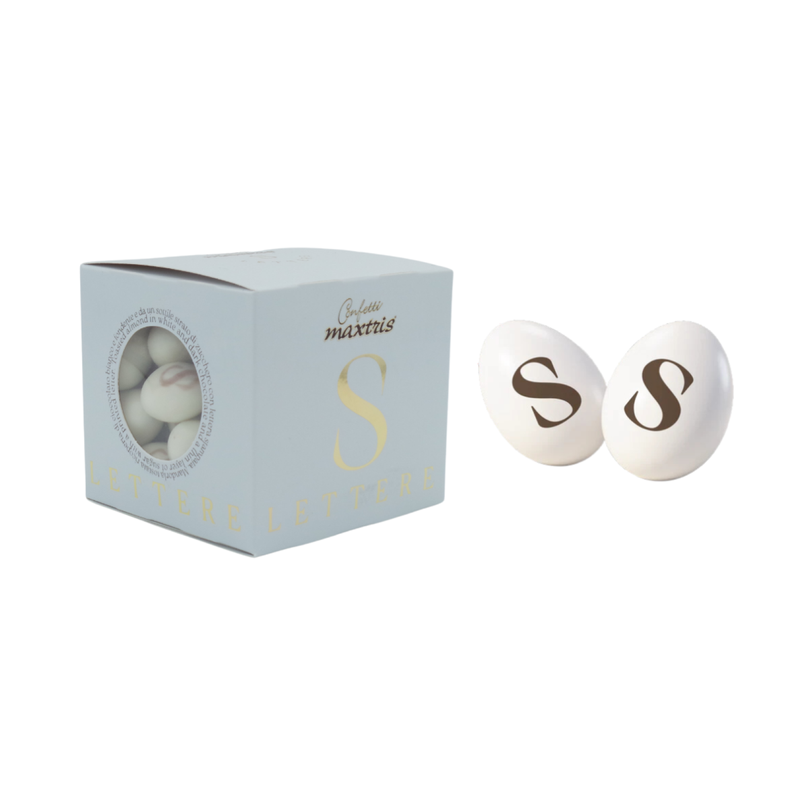 Confetti Maxtris Lettera S Ciocomandorla Colore Bianco 200 g Cioccolato Mandorla