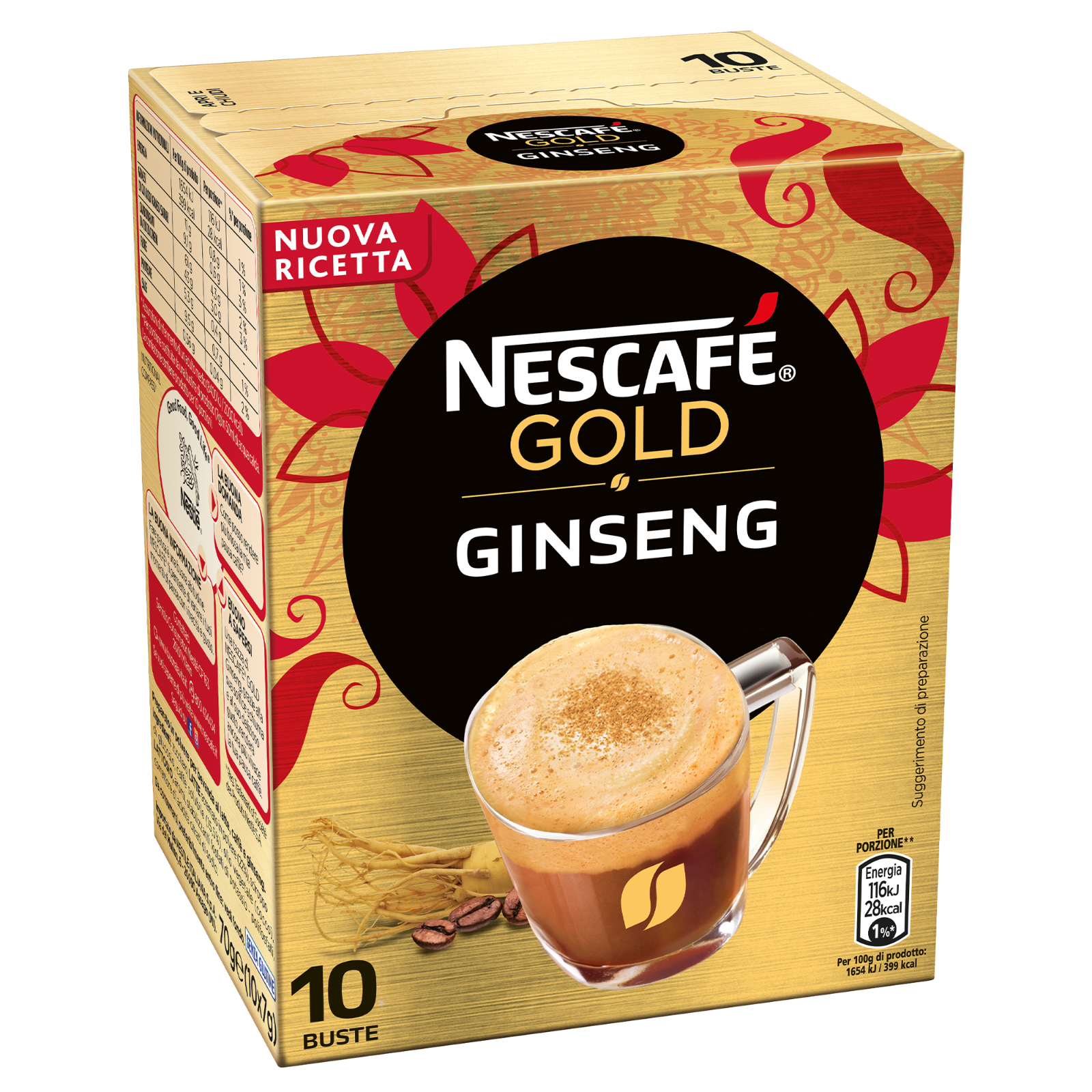 CAFFE SOLUBILE AL GINSENG NESCAFE' GOLD GINSENG COFFEE BUBBLE TEA 10 BUSTINE 70g