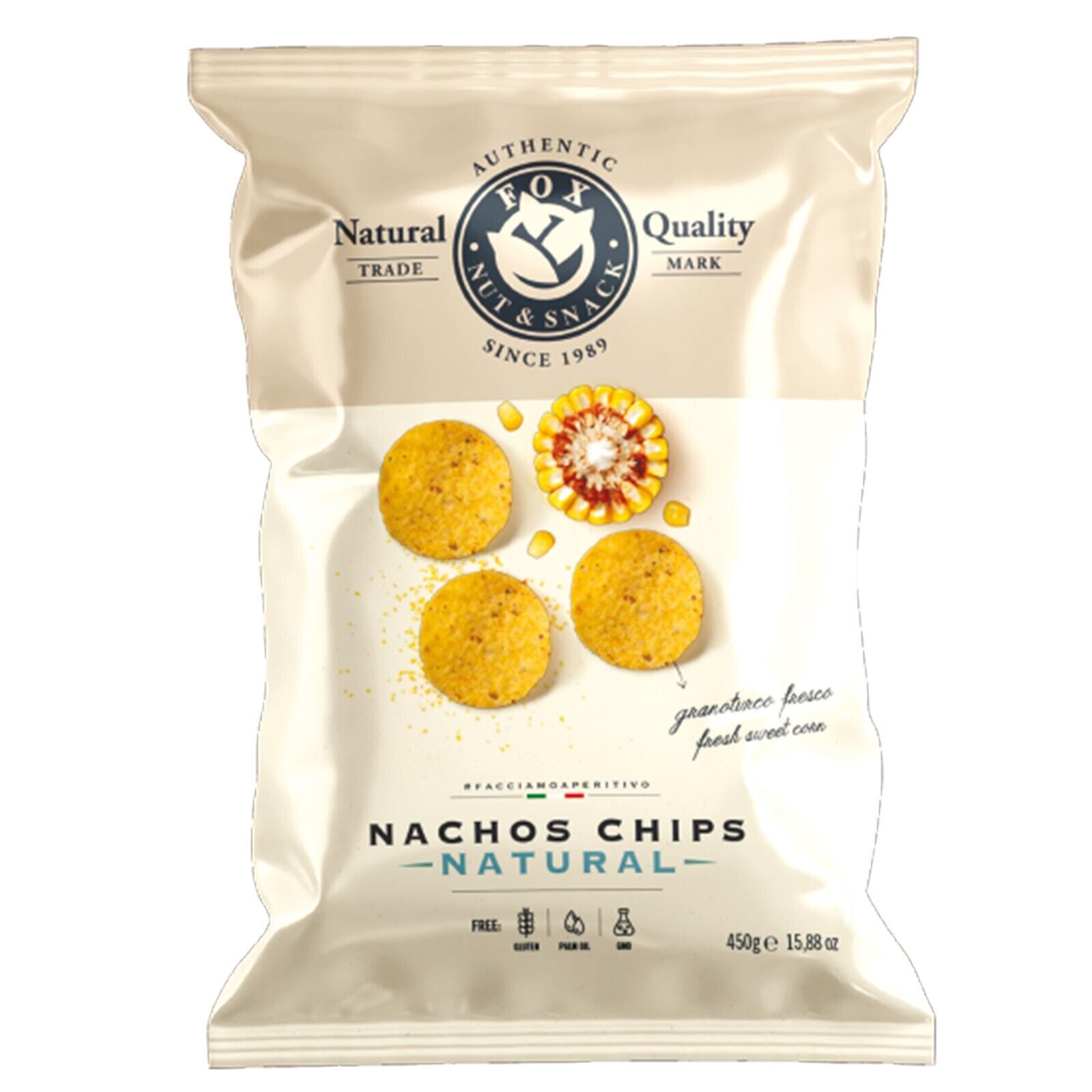 Fox Aperitivo Nachos Chips Natural Nacho di Mais Busta da 450 grammi