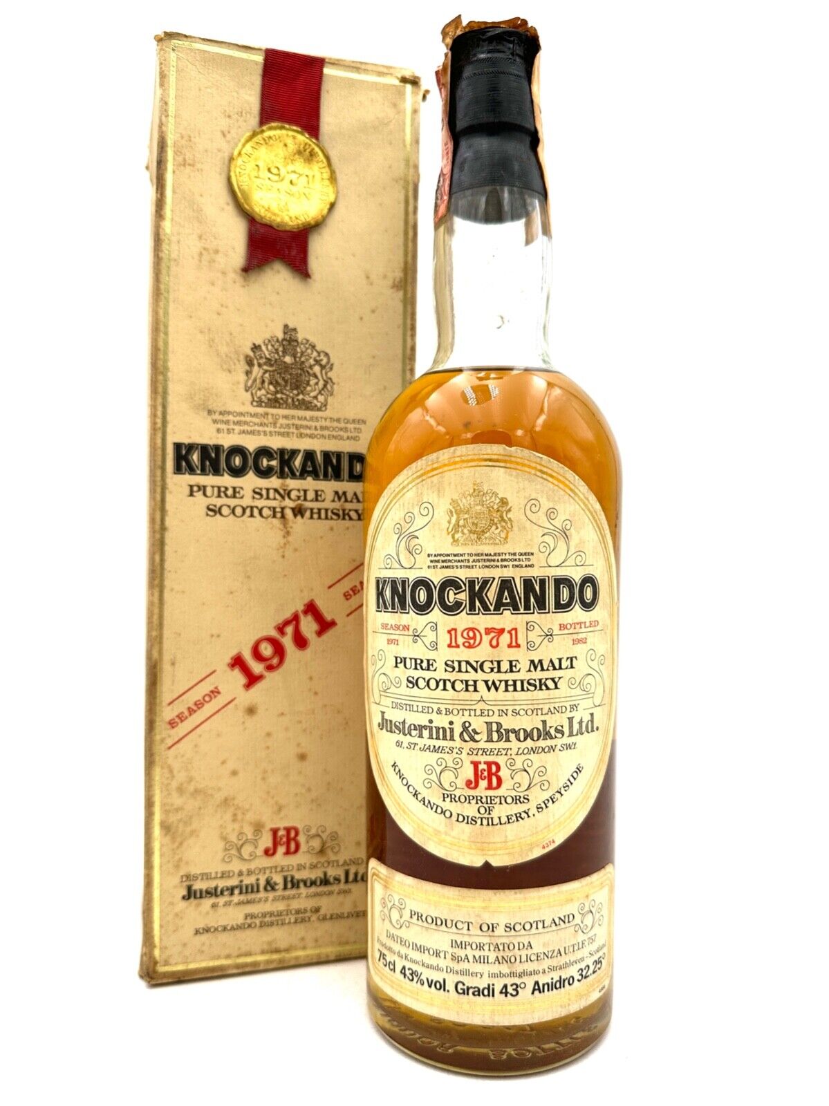 1971 KNOCKANDO SINGLE MALT SCOTCH WHISKY - J&B - 0,75L 43% - BOTTL. 1982
