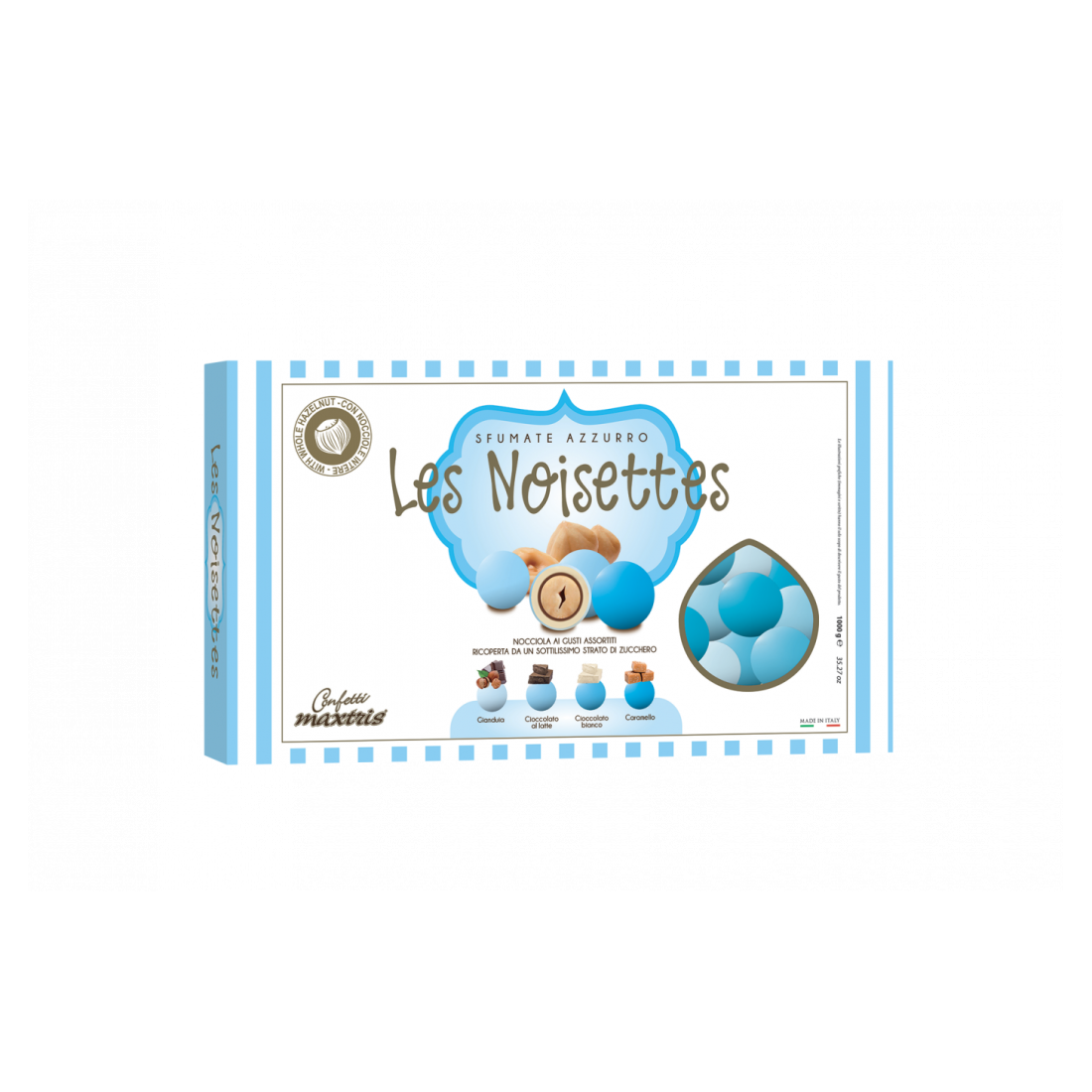 MAXTRIS | CONFETTI ITALIANI CIOCONOCCIOLA 1 KG| LES NOISETTES SFUMATI AZZURRO (4