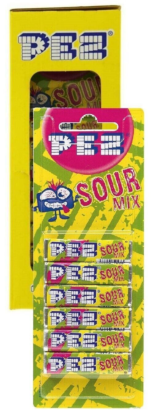 18x PEZ Ricariche Acerbe Mix Gusto Dolci Per PEZ Dispenser (108 Ricariche)