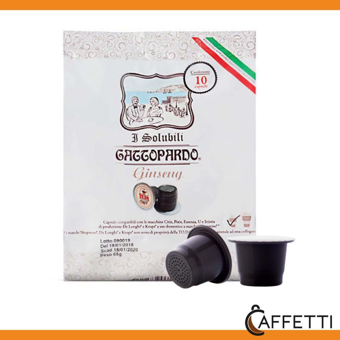 80 Capsule Ginseng Gattopardo compatibili per Nespresso Solubili Toda Caffè