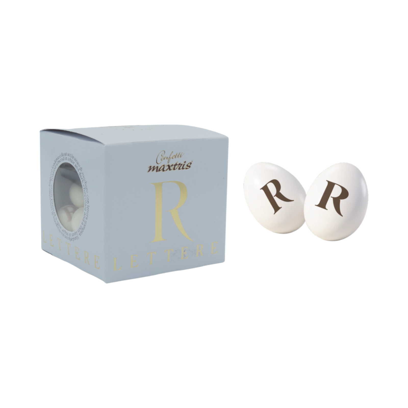 Confetti Maxtris Lettera R Ciocomandorla Colore Bianco 200 g Cioccolato Mandorla