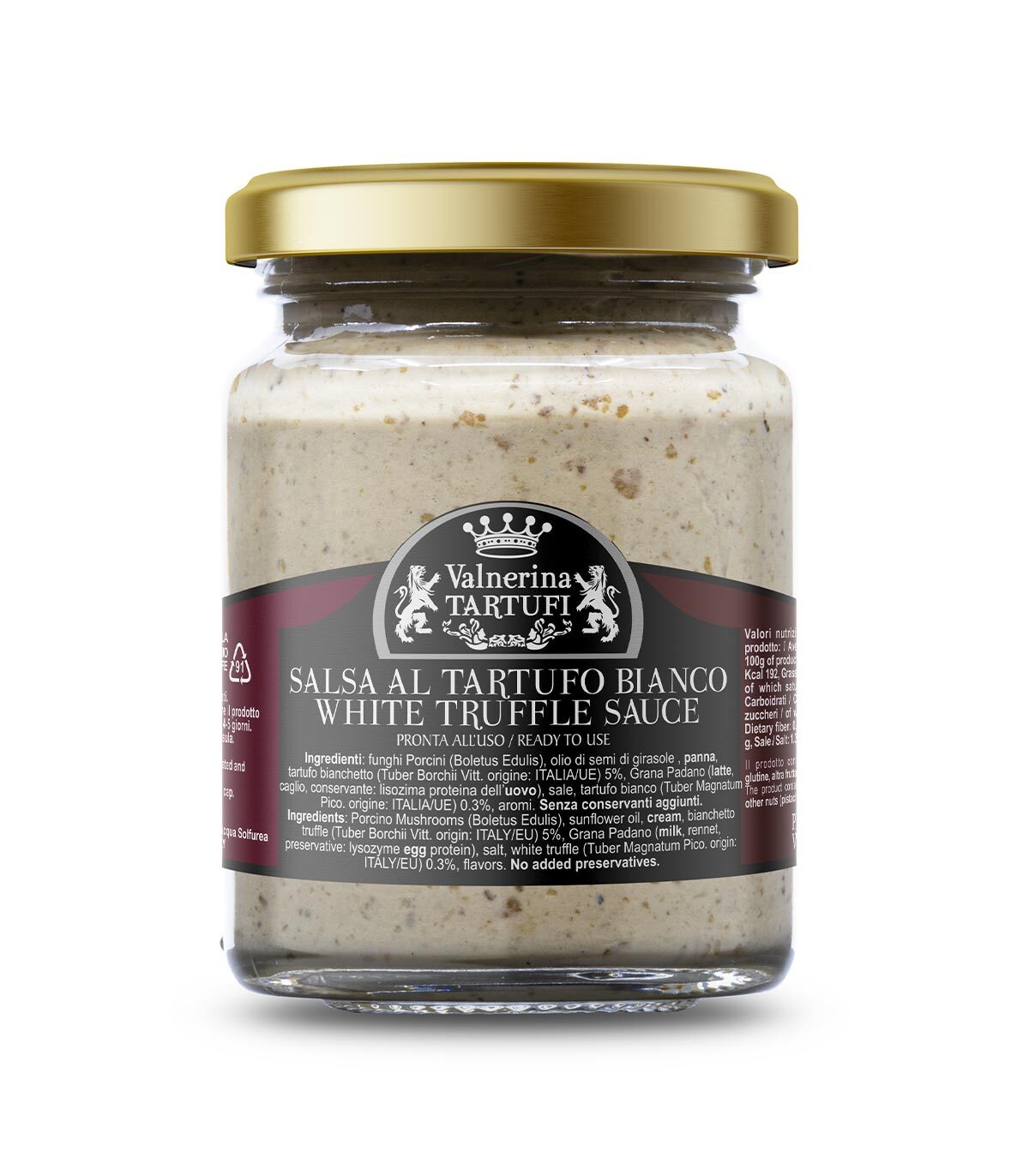 Salsa al Tartufo Bianco, Funghi Porcini, Grana Padano - Vasetto 80g