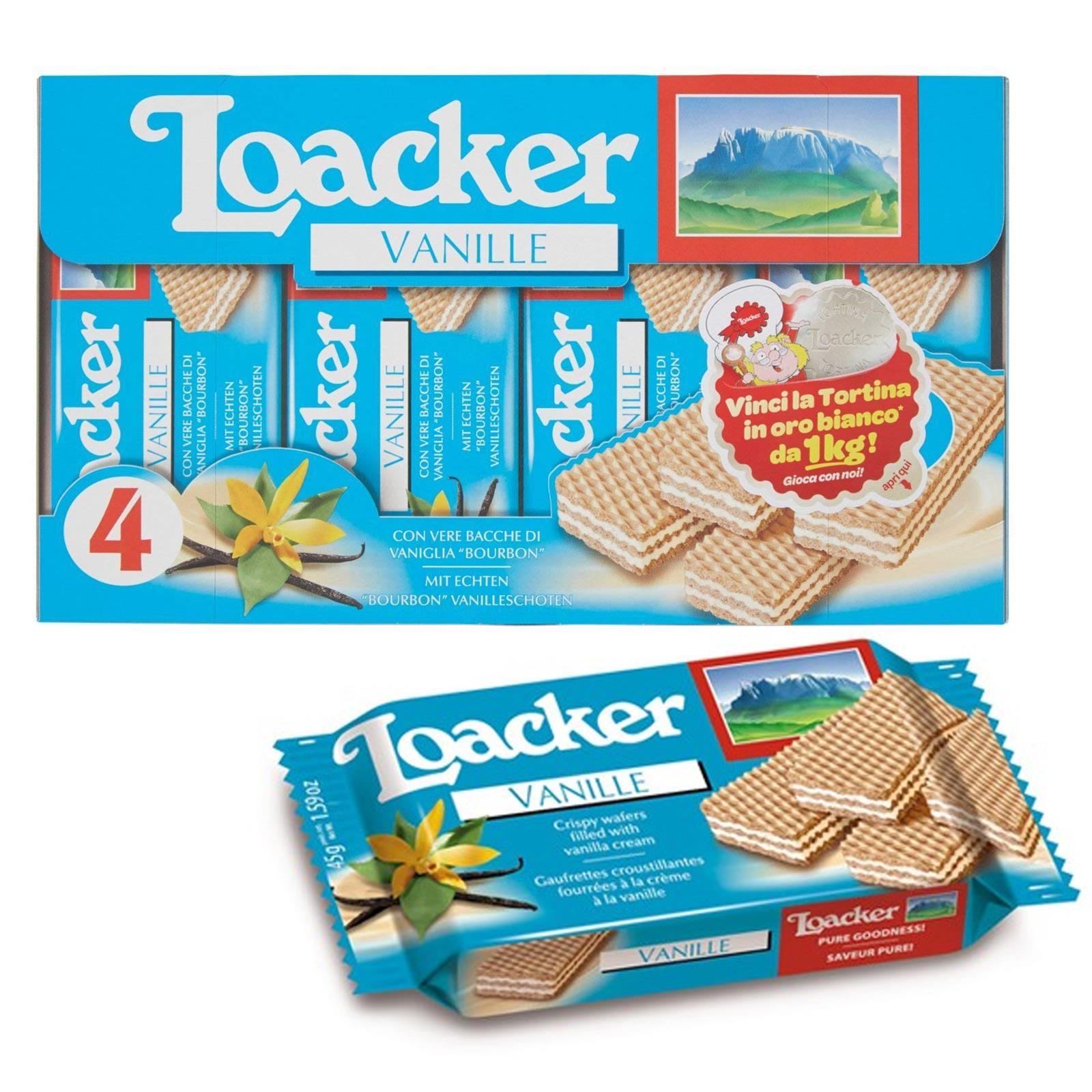 BISCOTTI WAFER LOACKER CLASSIC VANILLA VANIGLIA BOURBON 4 SNACK DA 45 GR CREMA