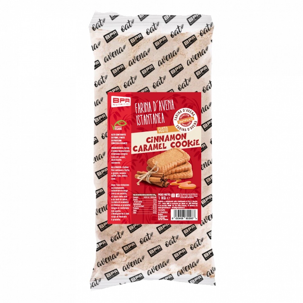 BPR Farina d'Avena Istantanea CINNAMON CARAMEL COOKIE (Biscotto Lotus) 1kg