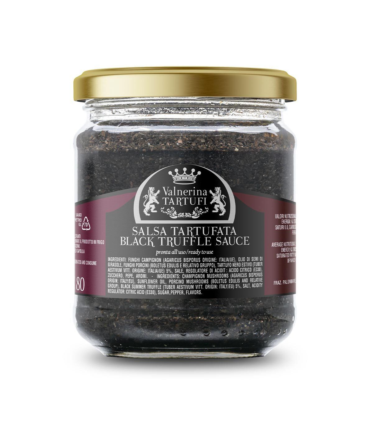Salsa Tartufata Nuova Funghi Porcini, Tartufo Nero Estivo - Vasetto 180g