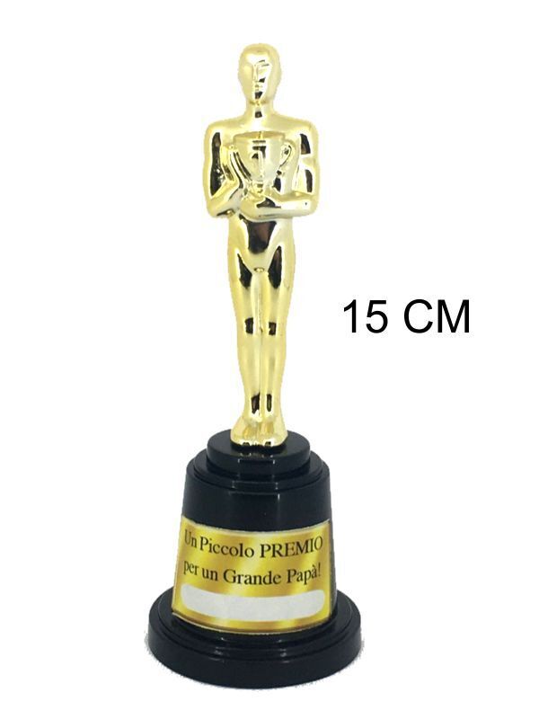 MINI TROFEO IN PLASTICA CON ETICHETTA PERSONALIZZABILE FESTA DEL PAPA' 15 CM