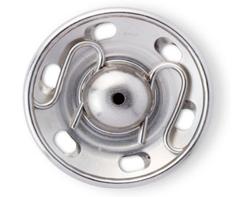 PRYM - 6 PEZZI - BOTONI AUTOMATICI 15MM - IN OTTONE ARGENTATO INOSSIDABILE