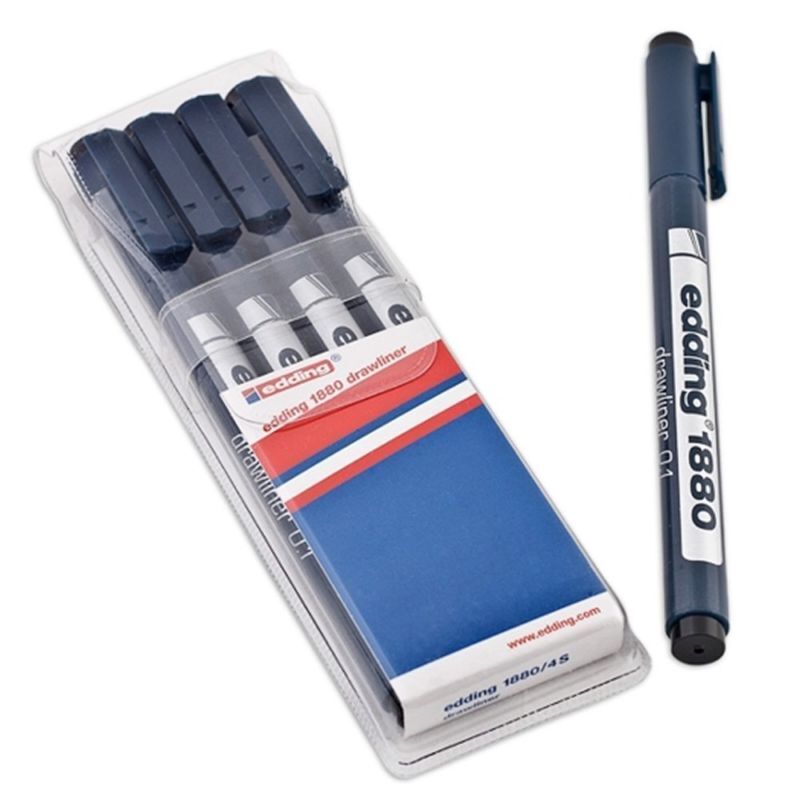 Edding 1880 Disegno Penna Pigmento Liner Fine Portafoglio 0.1mm, 0.3mm, 0.5mm,