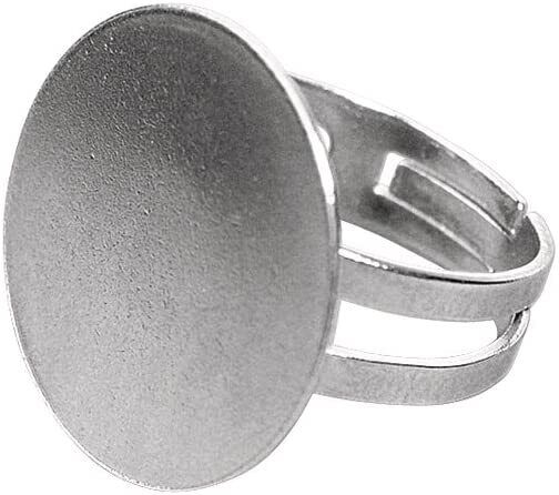 RAYHER - ANELLO REGOLABILE CON PIASTRA Ø20MM - SENZA NIKEL COLORE PLATINO