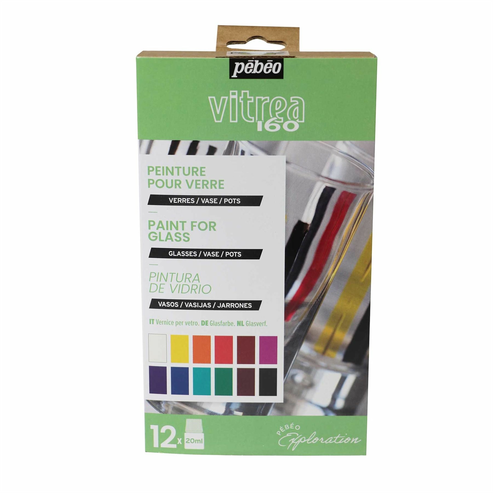 Pebeo Vitrea 160 Vetro Pittura Esploratore Set 12 X 20ml