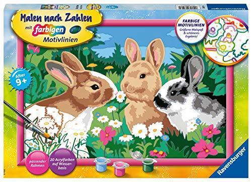Ravensburger Malen nach Zahlen 28517 - Putzige Häschen - Kinder ab 9 (p3C)