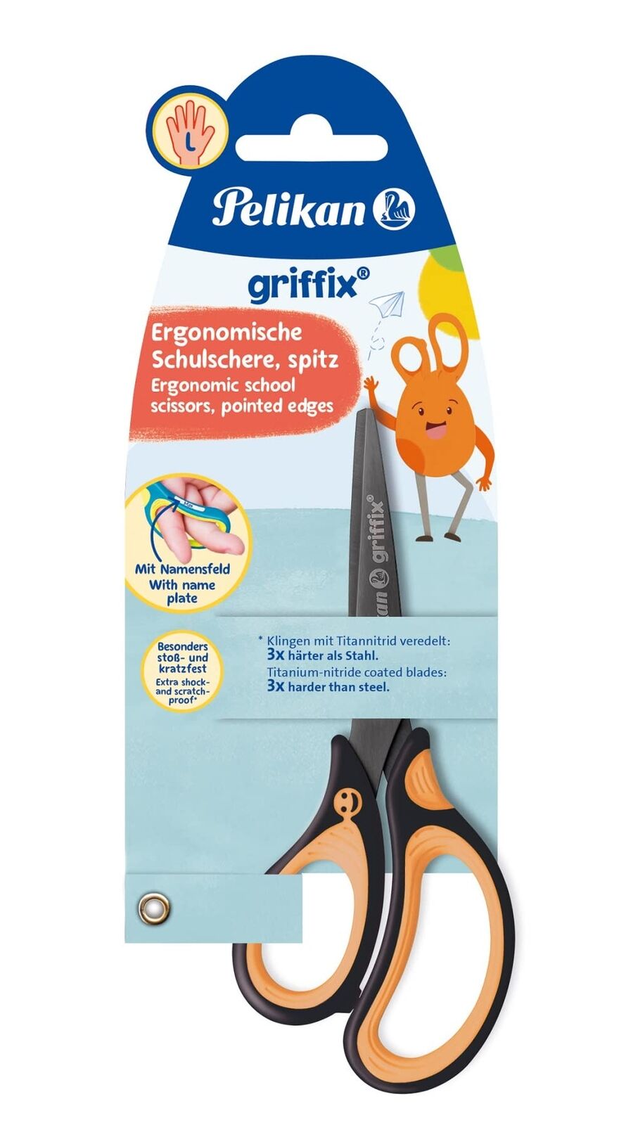 Griffix Left Handed Pointed Scissors Neon Black