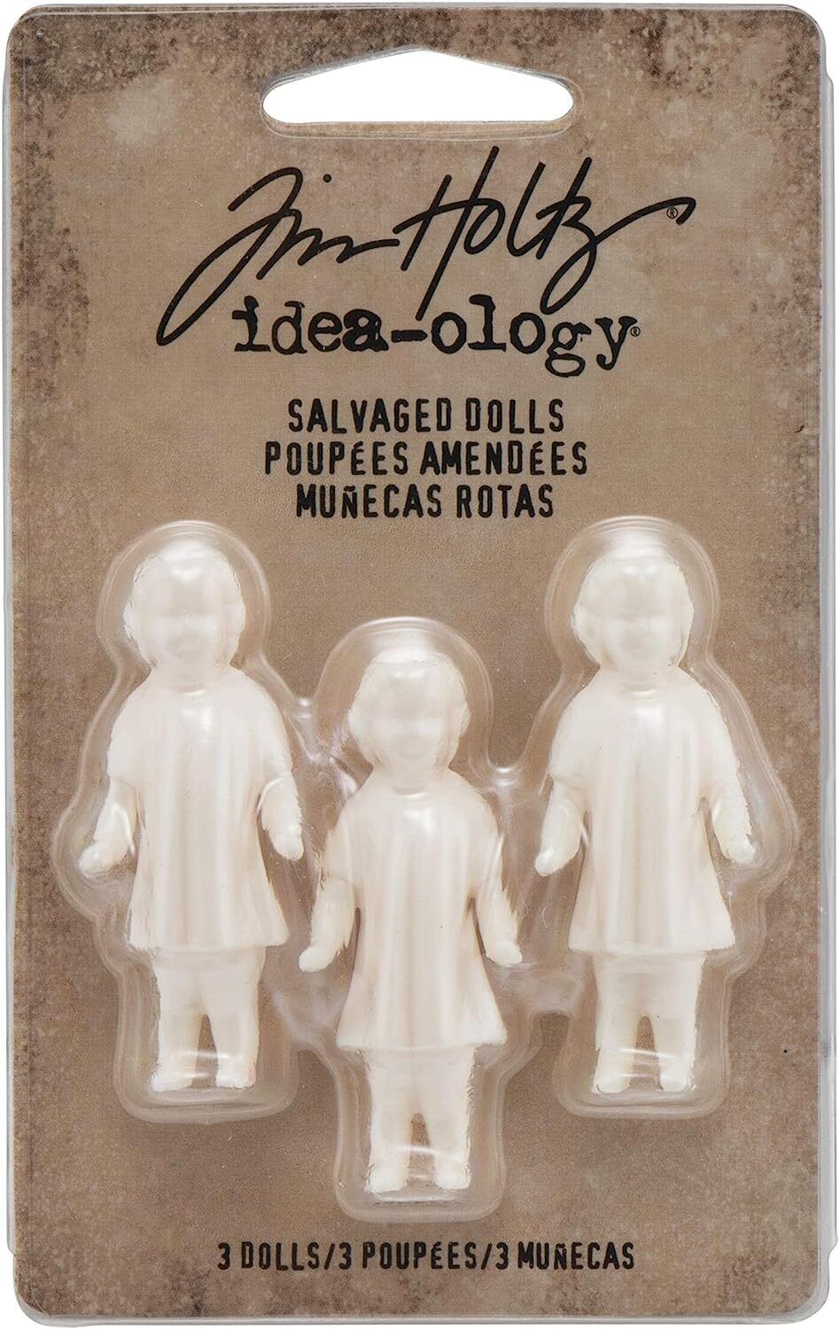 Tim Holtz Idea-ology: Salvaged Dolls bambole smaltate bianche stile vintage