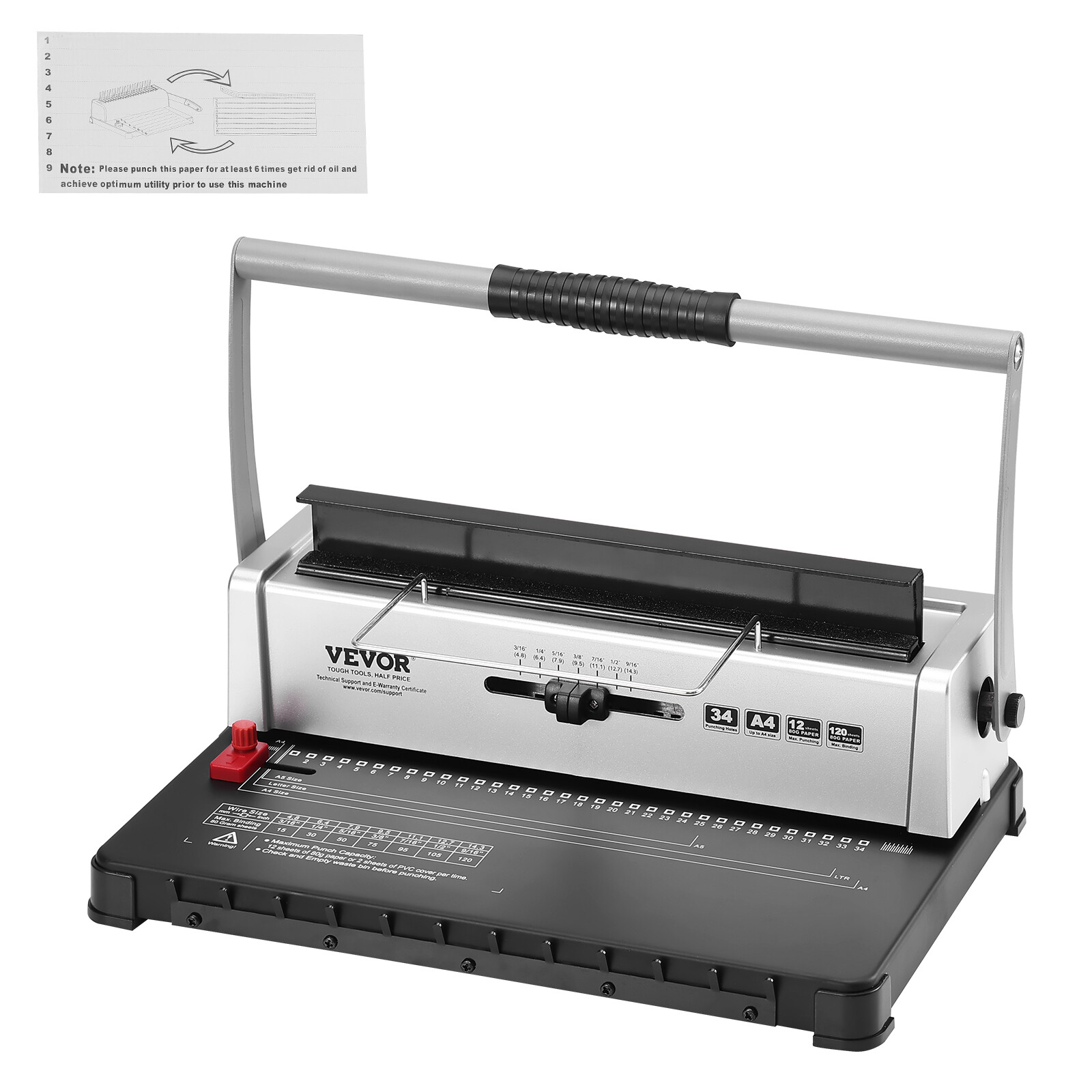 VEVOR Rilegatrice Manuale Rilegatrice a spirale 34 fori Perforatrice A4 A5