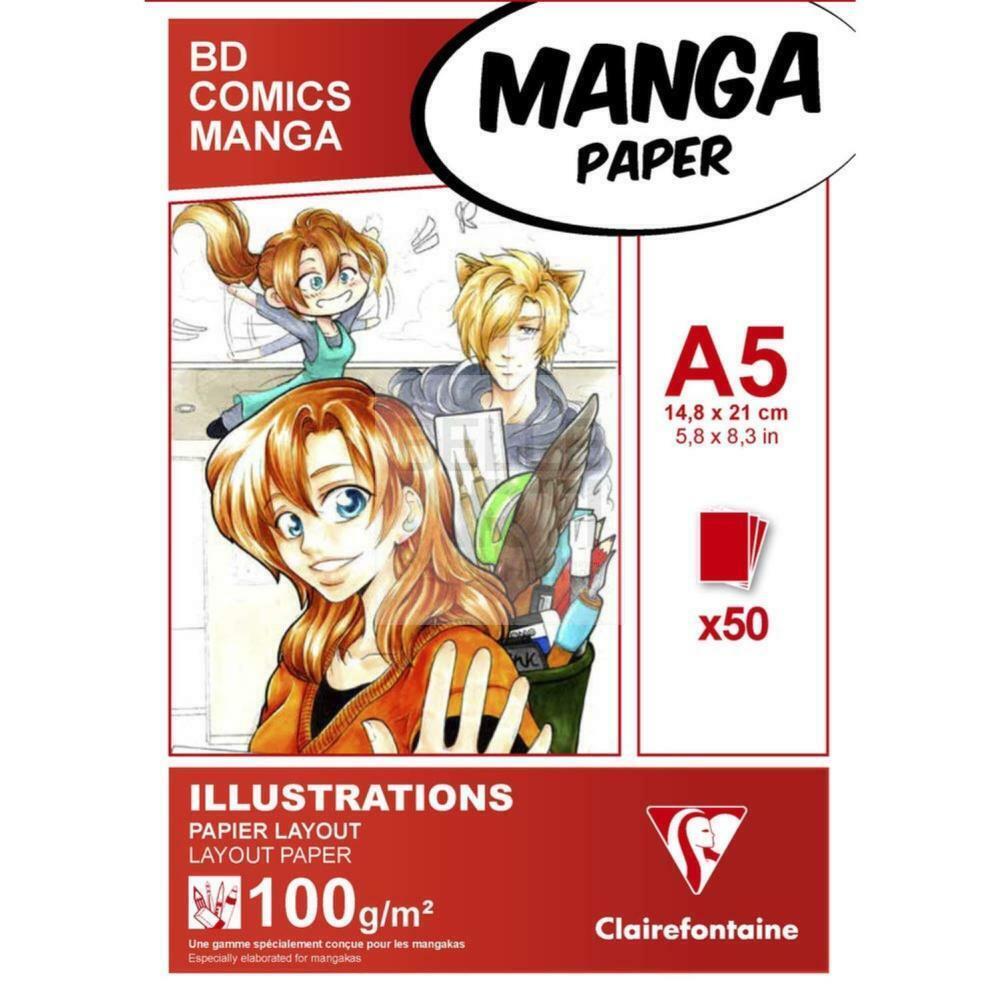 BLOCCO CARTA PER ILLUSTRAZIONE MANGA A5 " ILLUSTRATIONS " 50 FG - 100 GR