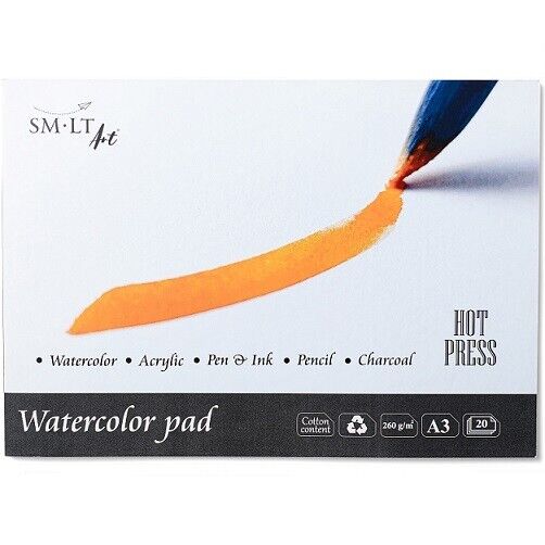 Blocco 20 fg acquerello e disegno SMLT Art A3  260 g/mq 3AS-20(260)HP (38SMLT)