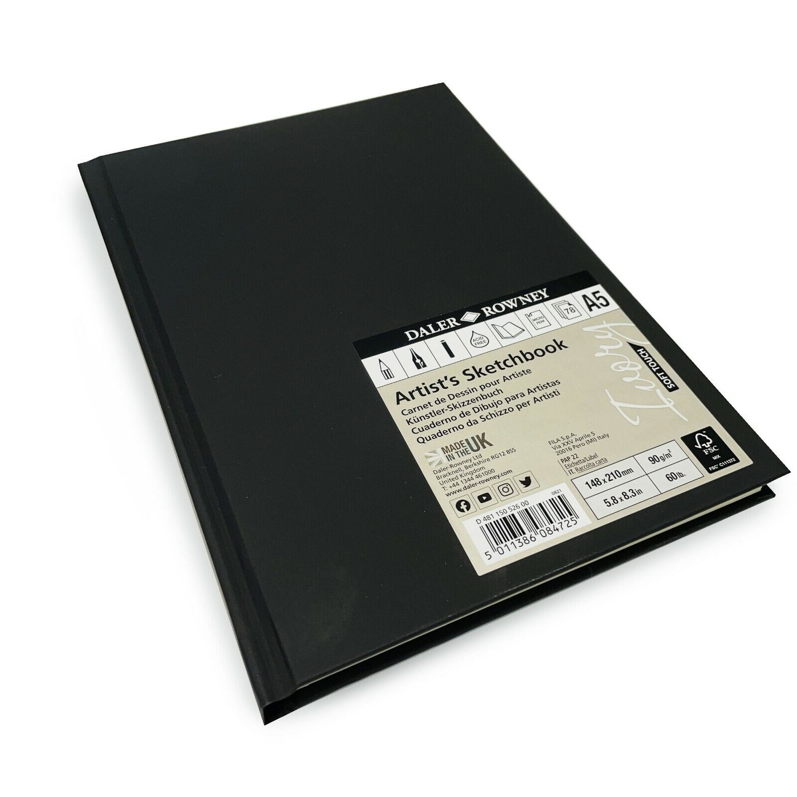 Daler Rowney da Artista Schizzi - Avorio Morbido - A5 - 78 Pagine - Nero Cover