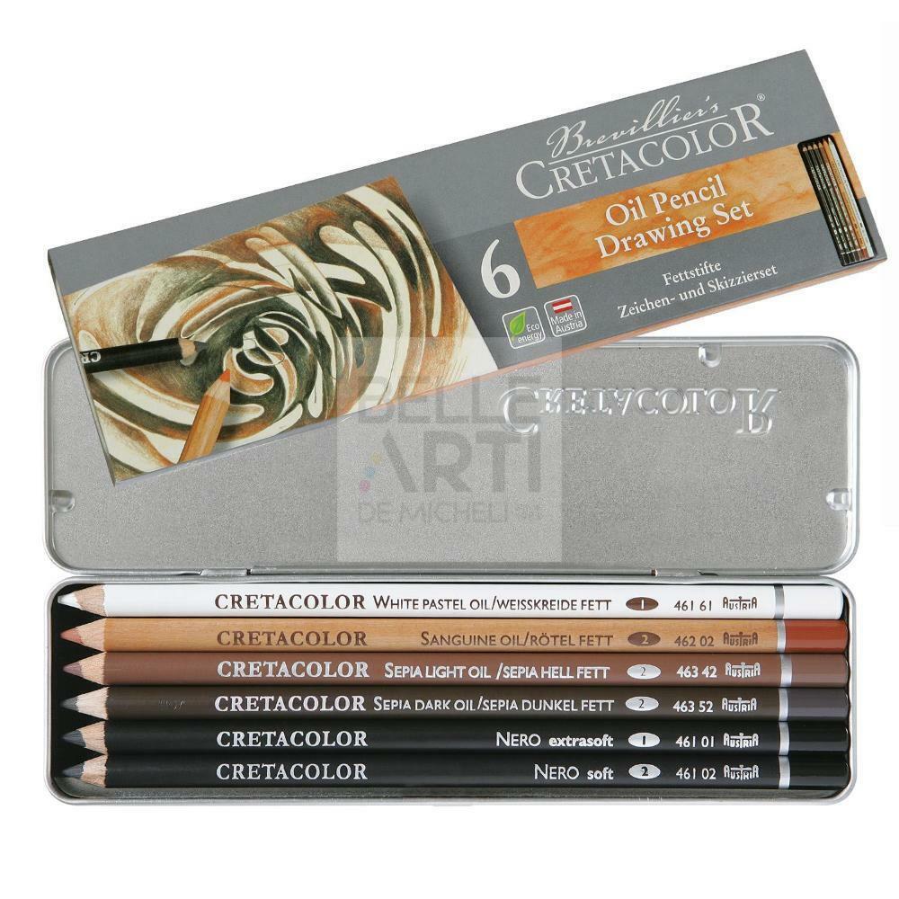 CONFEZIONE IN METALLO SET DI BASE DA 6PZ MATITE A BASE OLIO PER ARTISTI