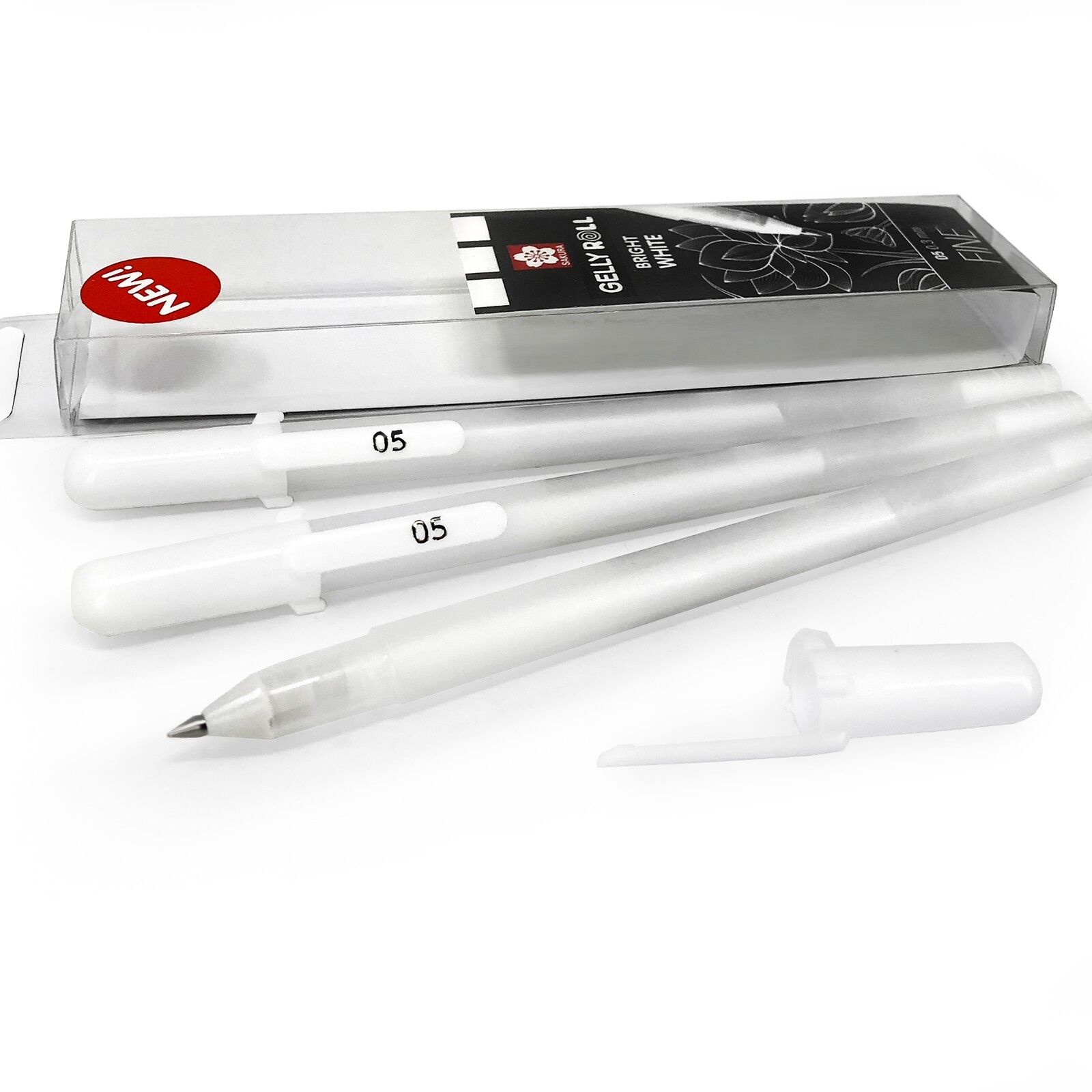 Sakura Gelly Roll Penne Gel – 0.5mm – Fine - Bianco Brillante – Portafoglio Di 3