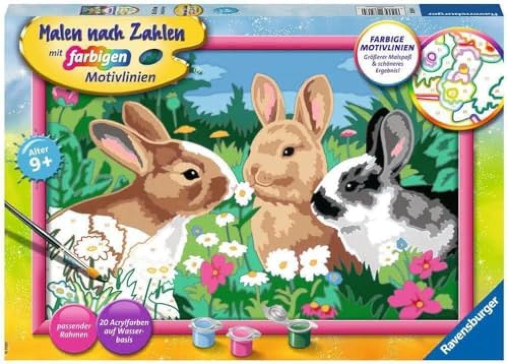Ravensburger Malen nach Zahlen 28517 - Putzige Häschen - Kinder ab 9 Jahren: Ma
