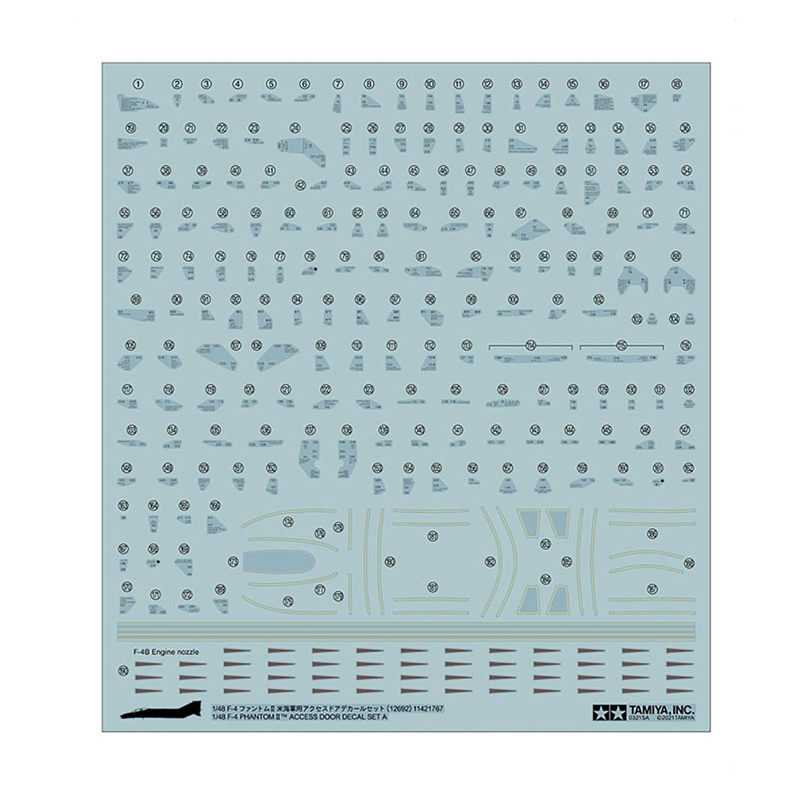 TAMIYA 1/48 Scala F-4 Phantom II Decal Set A TAM12692 Accessori in Plastica Vari