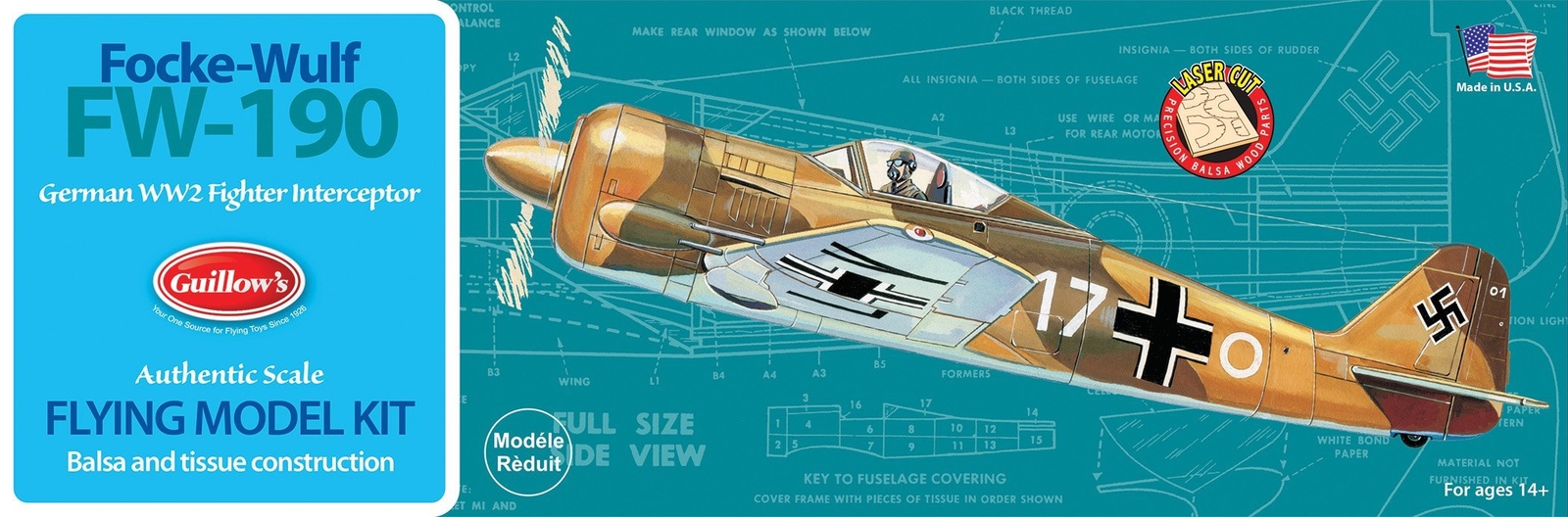 Guillow's Focke-Wulf FW-190 Model Kit, Small