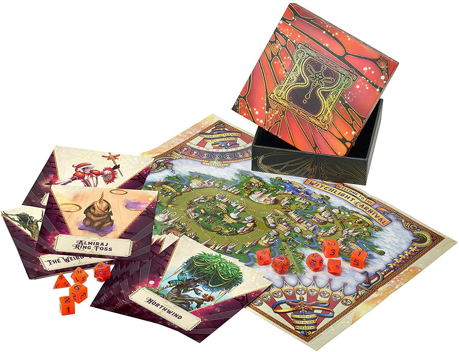 D&D Dungeons & Dragons The Witchlight Carnival dice and miscellany set box