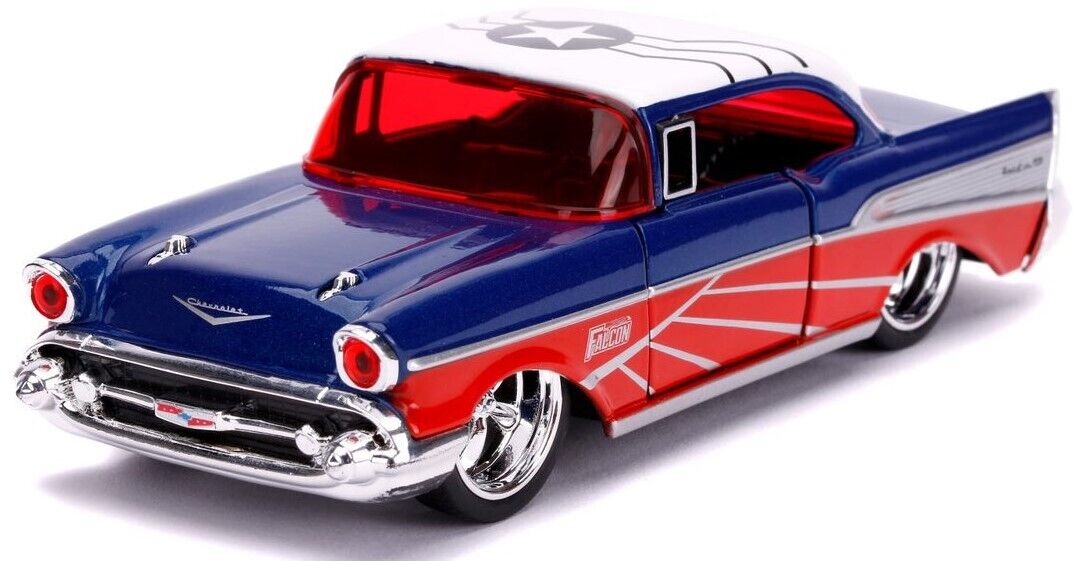 JADA TOYS - CHEVROLET BEL-AIR Hard-Top blu e rosso 1957 MARVEL Avengers - 1/3...