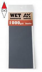 AK INTERACTIVE WET SANDPAPER 1000 GRIT. 3 UNITS