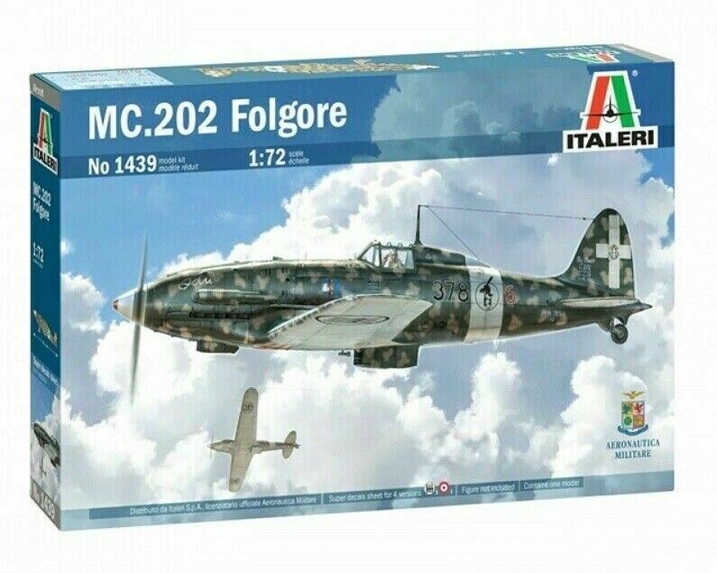 ITALERI 1:72 KIT AEREO MACCHI MC. 202 FOLGORE DECALS PER 4 VERSIONI ART 1439