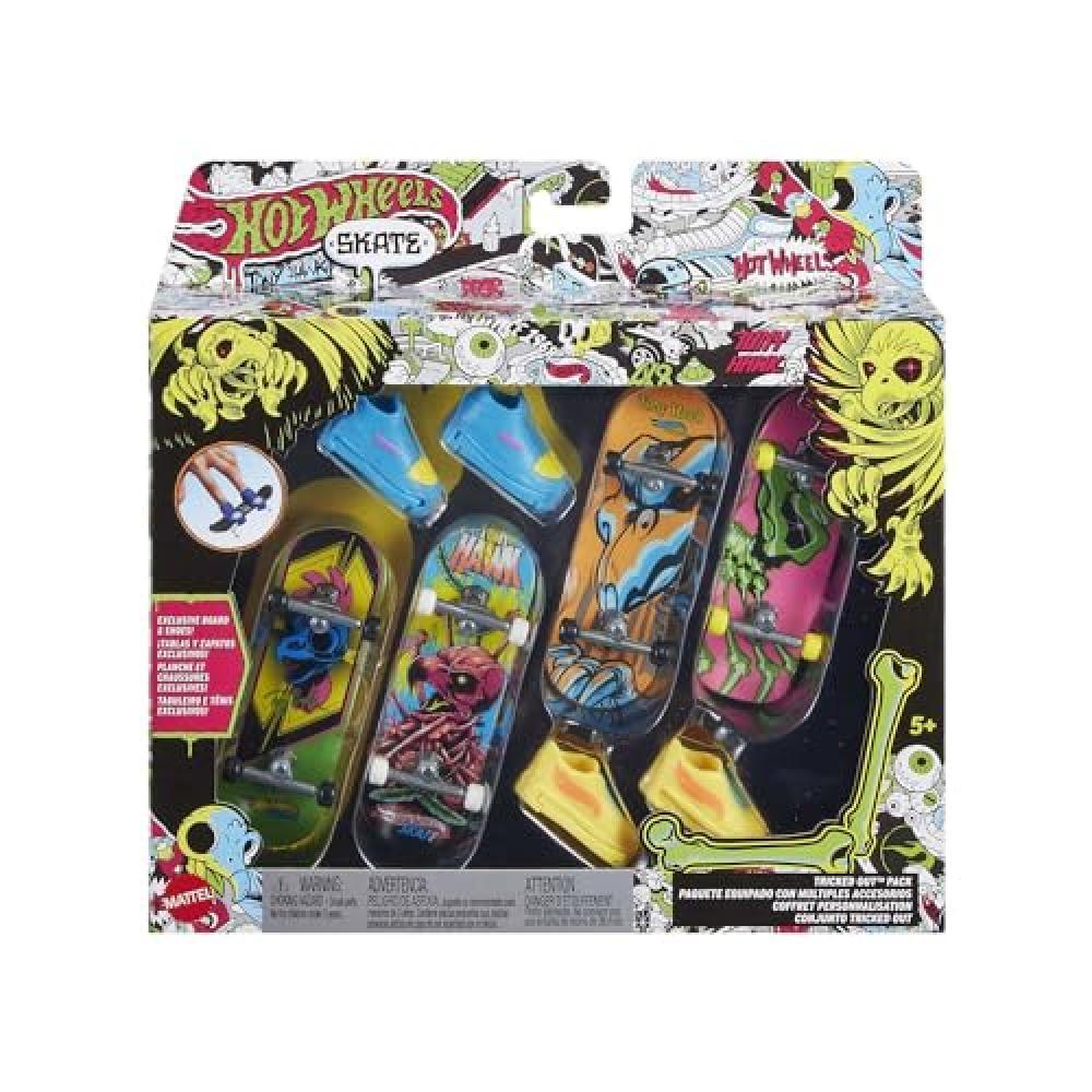 (TG. small) Hot Wheels Skate - Neon Bones, Set Skateboard acrobazie a Tema Tony