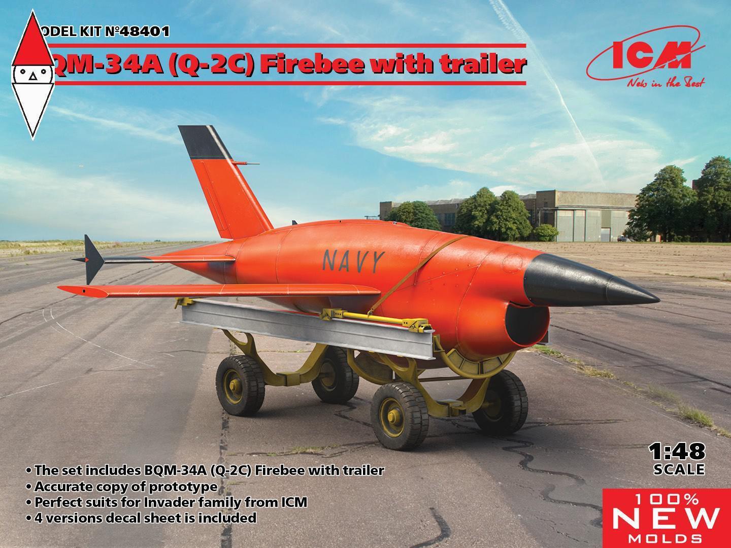 ICM 1/48 BQM-34A (Q-2C) FIREBEE WITH TRAILER (1 AIRPLANE AND TRAILER)